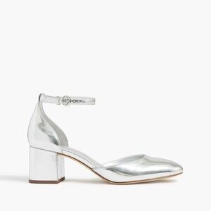 J. Crew Women’s Ankle-Strap 2.5” Heels Silver Rubber Outsole and Sole 8.5 New
